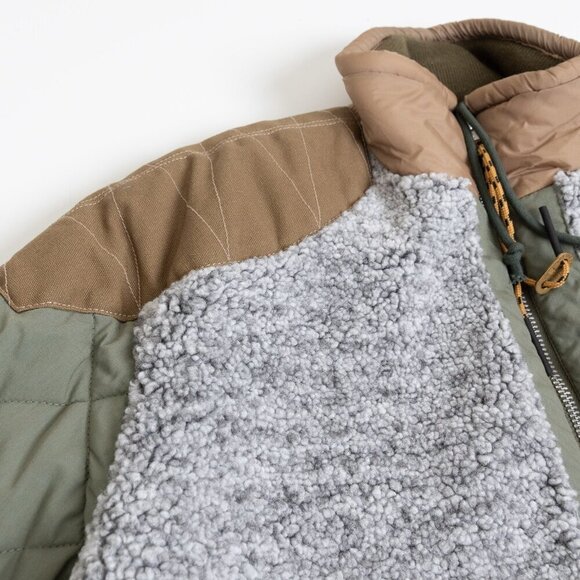 Diesel Quilted Jacket Brown Green Gray W Pow Teddy NEW - Picture 6 of 16